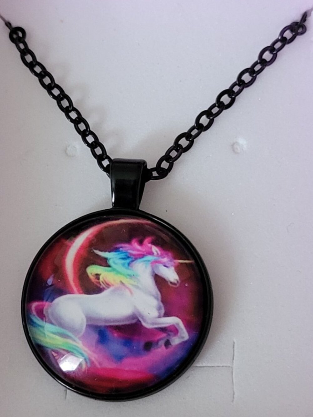 Colorful Rainbow Unicorn with Black Necklace